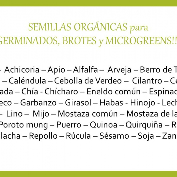 Semillas Orgánicas para Germinados, Brotes y Microgreens